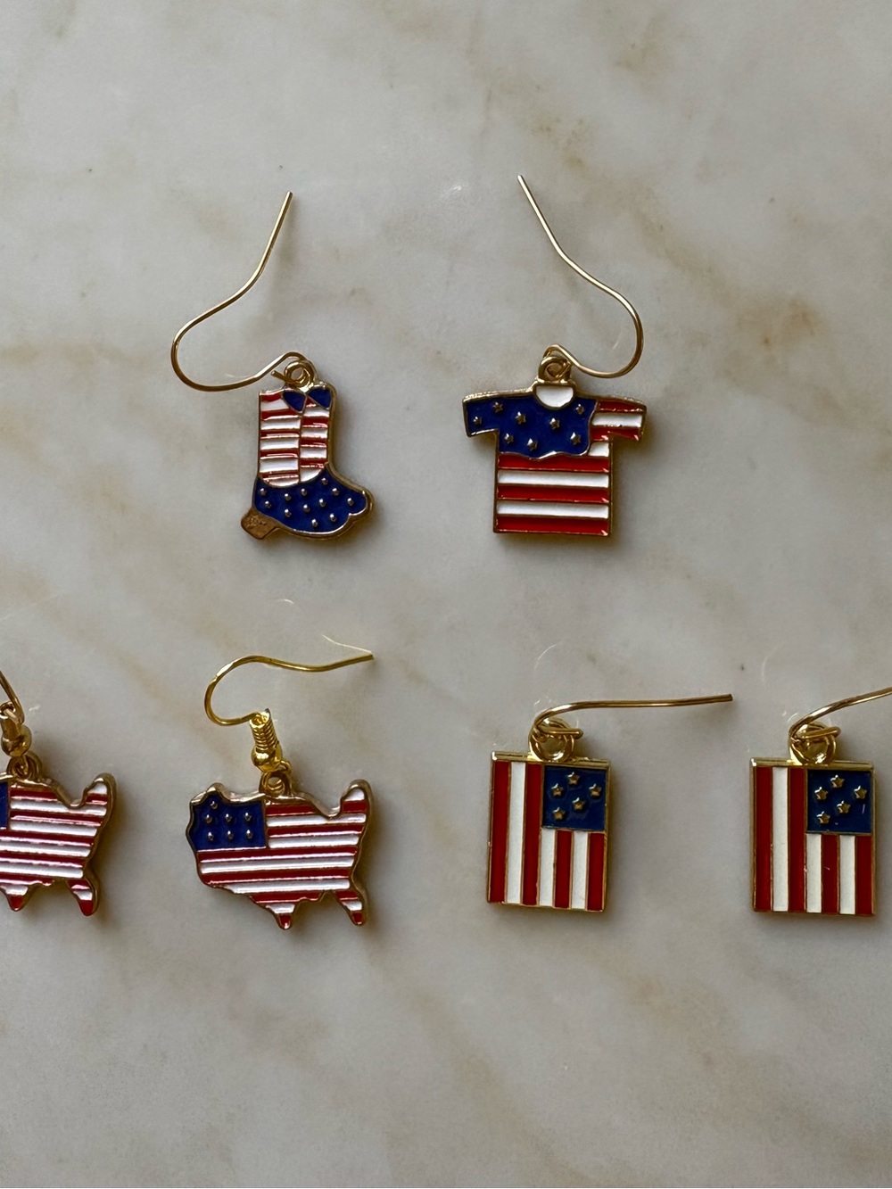 Patriotic Red, White & Blue Flag Charm Bundle Earrings